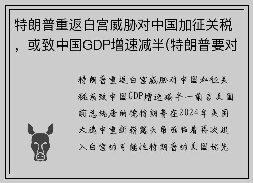 特朗普重返白宫威胁对中国加征关税，或致中国GDP增速减半(特朗普要对中国600亿美元商品征收关税 中方称定会反击)
